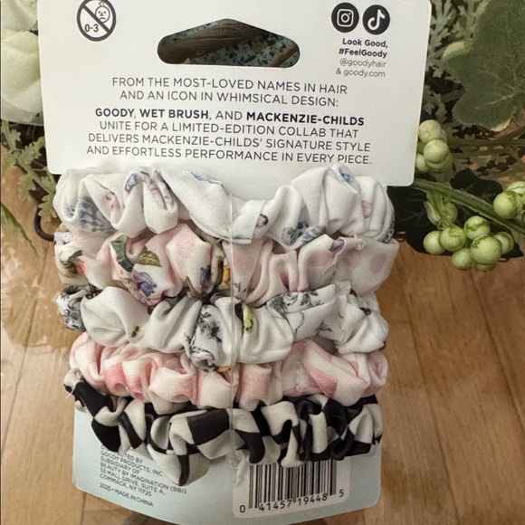 MacKenzie-Childs Floral and Striped Satin Scrunchies.coming soon main image 7